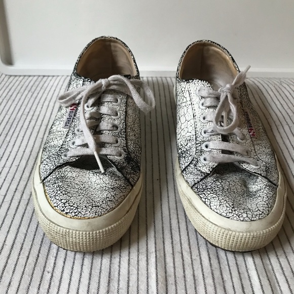 SUPERGA crackle texture sneakers SZ 8 1/2 - Picture 5 of 6